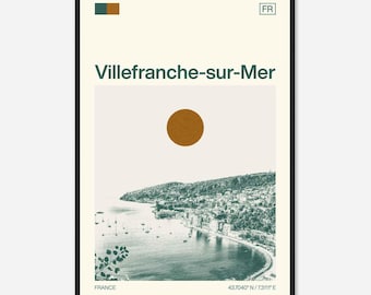 Villefranche-Sur-Mer France Minimalist Monochrome Travel Photo Poster