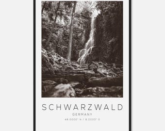 Schwarzwald Germany Travel Photo Poster BW, Schwarzwald Travel Print, Minimalist Travel Poster Print