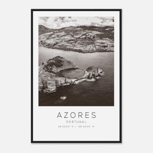 Azores Portugal Travel Photo Poster BW, Azores Travel Print, Minimalist Travel Poster Print