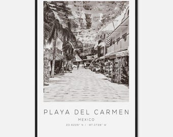 Playa del Carmen Mexico Travel Photo Poster BW, Playa del Carmen Travel Print, Minimalist Travel Poster Print