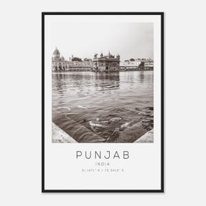 Punjab India Travel Photo Poster BW, Punjab Travel Print, Minimalist Travel Poster Print