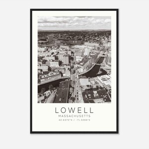 Lowell Massachusetts Photo Travel Poster, Lowell Travel Print, Minimalist Travel Print