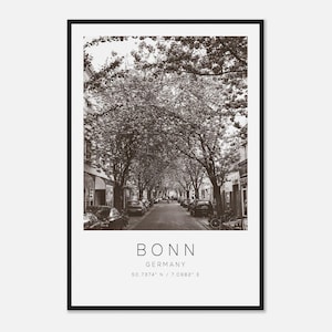 Bonn Germany Travel Photo Poster BW, Bonn Travel Print, Minimalist Travel Poster Print