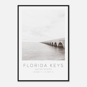 Florida Keys United States Travel Photo Poster BW, Florida Keys Travel Print, Minimalist Travel Poster Print
