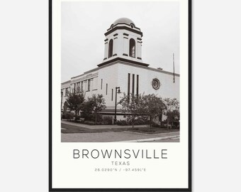 Brownsville Texas fotoreisposter, Brownsville reisposter, minimalistische reisposter