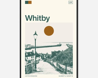 Whitby United Kingdom Minimalist Monochrome Travel Photo Poster