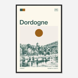 Dordogne Frankreich Minimalistisches Monochromes Reise-Foto-Plakat