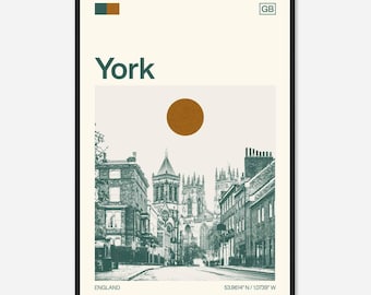 York England Minimalist Monochrome Travel Photo Poster