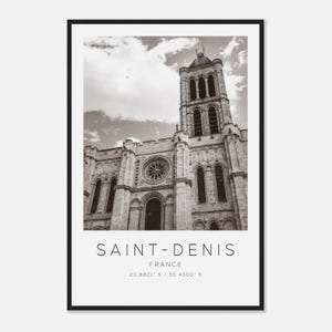 Saint-Denis France Travel Photo Poster BW, Saint-Denis Travel Print, Minimalist Travel Poster Print