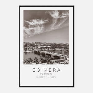 Coimbra Portugal Travel Photo Poster BW, Coimbra Travel Print, Minimalist Travel Poster Print