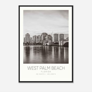 West Palm Beach Florida Photo Travel Poster, West Palm Beach Travel Print, Minimalist Travel Print