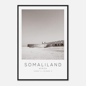 Somaliland Africa Travel Photo Poster BW, Somaliland Travel Print, Minimalist Travel Poster Print