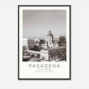 Pasadena California Photo Travel Poster, Pasadena Travel Print, Minimalist Travel Print DS2