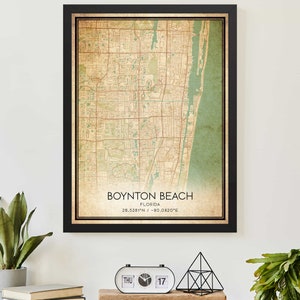 Vintage Boynton Beach Florida Kaart Print Poster Custom Kaart Art