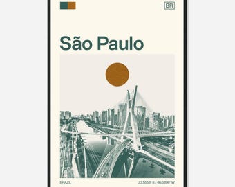 Sao Paulo Brazil Minimalist Monochrome Travel Photo Poster