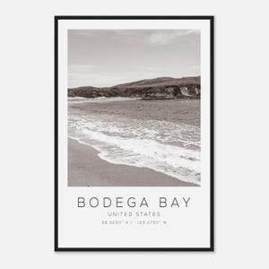 Bodega Bay United States Travel Photo Poster BW, Bodega Bay Travel Print, Minimalist Travel Poster Print