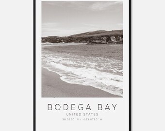 Bodega Bay United States Travel Photo Poster BW, Bodega Bay Travel Print, Minimalist Travel Poster Print
