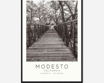 Modesto California Photo Travel Poster, Modesto Travel Print, Minimalist Travel Print DS1