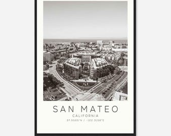 San Mateo California Photo Travel Poster, San Mateo Travel Print, Minimalist Travel Print