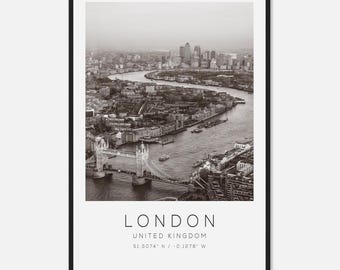 London United Kingdom Travel Photo Poster BW, London Travel Print, Minimalist Travel Poster Print