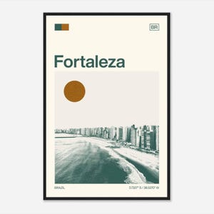 Fortaleza Brazil Minimalist Monochrome Travel Photo Poster