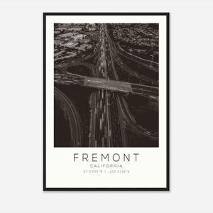 Fremont California Photo Travel Poster, Fremont Travel Print, Minimalist Travel Print DS2