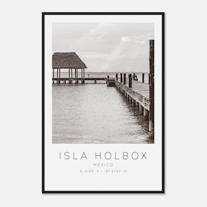 Isla Holbox Mexico Travel Photo Poster BW, Isla Holbox Travel Print, Minimalist Travel Poster Print