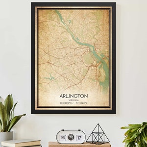 Vintage Arlington Virginia Map Print Poster Custom Map Art