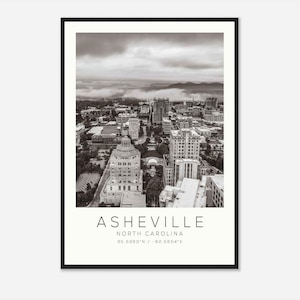 Asheville North Carolina Photo Travel Poster, Asheville Travel Print, Minimalist Travel Print DS1