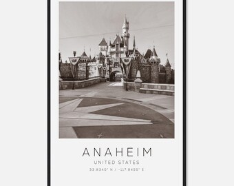Anaheim United States Travel Photo Poster BW, Anaheim Travel Print, Minimalist Travel Poster Print