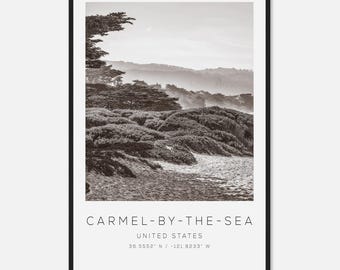 Carmel-by-the-Sea United States Travel Photo Poster BW, Carmel-by-the-Sea Travel Print, Minimalist Travel Poster Print
