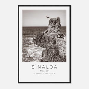 Sinaloa Mexico Travel Photo Poster BW, Sinaloa Travel Print, Minimalist Travel Poster Print