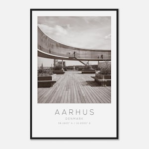 Aarhus Dänemark Reise Foto Poster BW, Aarhus Reise Print, Minimalistisches Reise Poster Druck