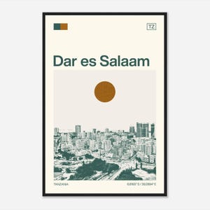 Dar Es Salaam Tanzania Minimalist Monochrome Travel Photo Poster