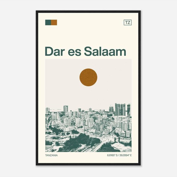 Dar Es Salaam Tanzania Minimalist Monochrome Travel Photo Poster