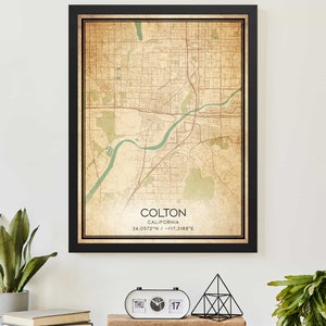 Vintage Colton California Map Print Poster Custom Map Art