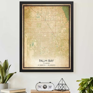Vintage Palm Bay Florida kaart afdrukken Poster aangepaste kaart kunst