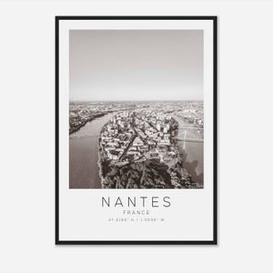 Nantes France Travel Photo Poster BW, Nantes Travel Print, Minimalist Travel Poster Print