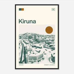 Kiruna Sweden Minimalist Monochrome Travel Photo Poster
