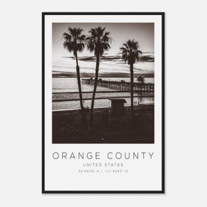 Orange County United States Travel Photo Poster BW, Orange County Travel Print, Minimalist Travel Poster Print