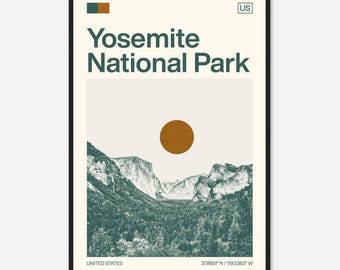 Yosemite National Park United States Minimalist Monochrome Travel Photo Poster