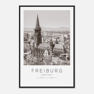 Freiburg Germany Travel Photo Poster BW, Freiburg Travel Print, Minimalist Travel Poster Print