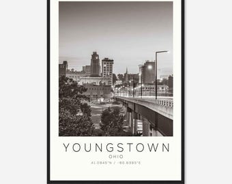 Youngstown Ohio Photo Travel Poster, Youngstown Travel Print, Minimalist Travel Print DS2