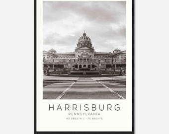 Harrisburg Pennsylvania Photo Travel Poster, Harrisburg Travel Print, Minimalist Travel Print DS1