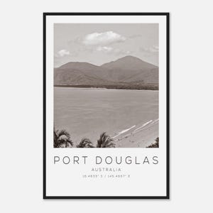 Port Douglas Australia Travel Photo Poster BW, Port Douglas Travel Print, Minimalist Travel Poster Print