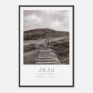 Jeju-reisfotoposter Zuid-Korea, zwart-wit, Jeju-reisafdruk, minimalistische reisposterafdruk
