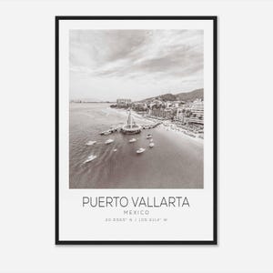 Puerto Vallarta Mexico Travel Photo Poster BW, Puerto Vallarta Travel Print, Minimalist Travel Poster Print