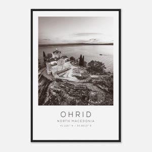 Ohrid North Macedonia Travel Photo Poster BW, Ohrid Travel Print, Minimalist Travel Poster Print