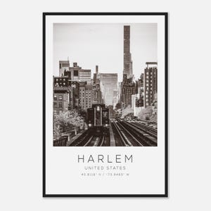 Harlem United States Travel Photo Poster BW, Harlem Travel Print, Minimalist Travel Poster Print