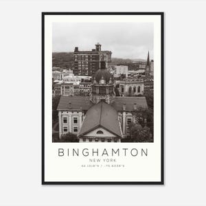 Binghamton New York Photo Travel Poster, Binghamton Travel Print, Minimalist Travel Print
